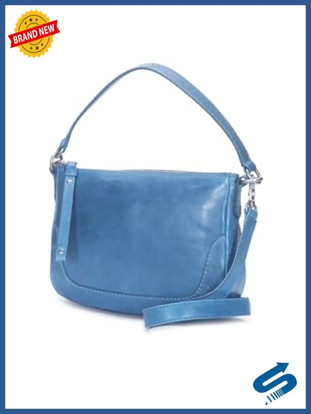 Genuine Leather Zip Crossbody Bag with Cotton Canvas Lining